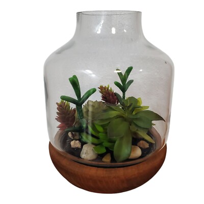 Threshold Faux Succulent Terrarium Glass Fake Plants Table Decor Target |  eBay