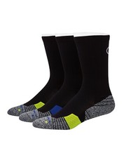 Champion, Mesh Ventilation, Black Crew Socks, 3-Pk Assorted Size: Mens Shoe 6-12
