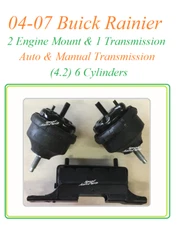 04-07 Set Fit Buick Rainier 4.2v6 Engine Motor Auto Transmission Mount RWD AWD  