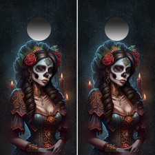 Sugar Skull Lady of the Dead Cornhole Board Wraps ONLY Muertos Vinyl Decal 2 Pk