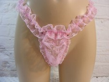sissy panties pink  lace  tanga g string mens