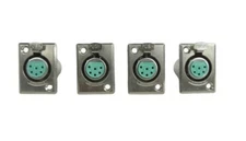 Switchcraft D6F XLR Female 6 Pin Panel Mt Connector, Set of 4 - NOS, Free Ship