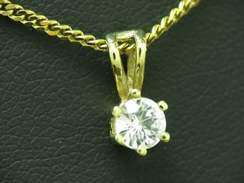 8kt 333 Oro Amarillo Cadena & Colgante Con 0,50ct Zirconia Media / 2,3g / 43,5 - Imagen 5 de 6