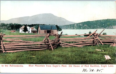 Linen Postkarte Blue Mountain von Eagle's Nest Old Home Net Buntline New York