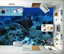 3D Black Bat Fish K1656 Floor WallPaper Murals Wallpaper Mural Print Panda 2023