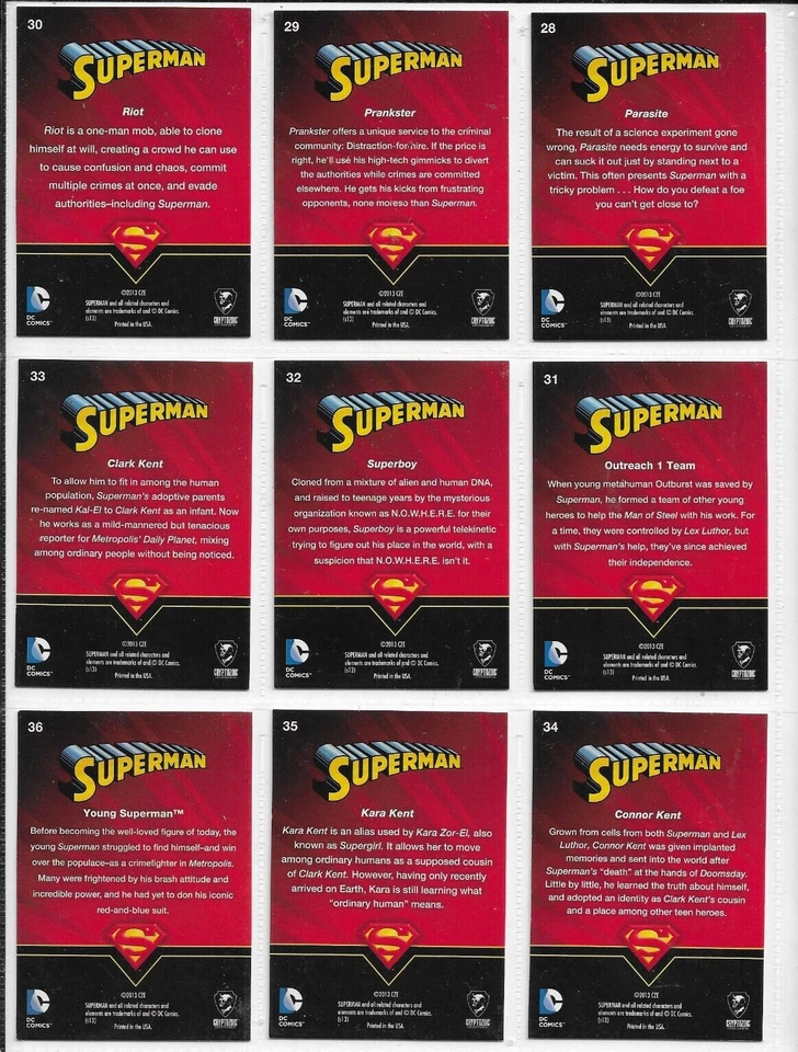 SUPERMAN Trading Card Set: SUPERMAN /9 Cards - Image 2 of 2