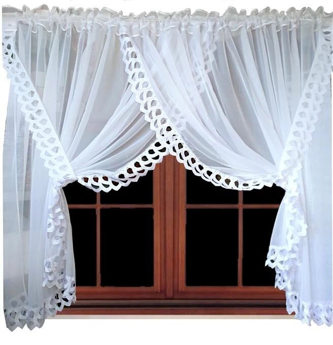Voile Net Curtains Ready Made Top Quality White with Lace 400x150cm New