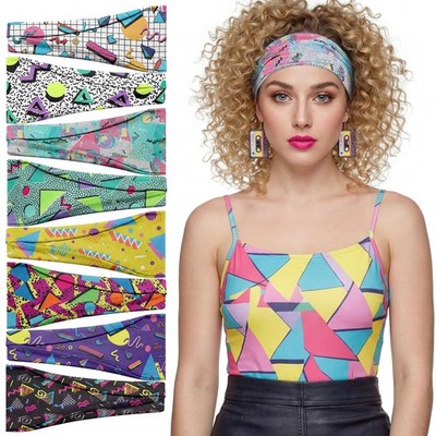 obeoby 8 Pack 80s Print Neon Headbands for Women, 90s Retro Accessories Sport...