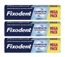 3x Fixodent Complete Denture Adhesive Cream Fresh Mega Value Pack 70g