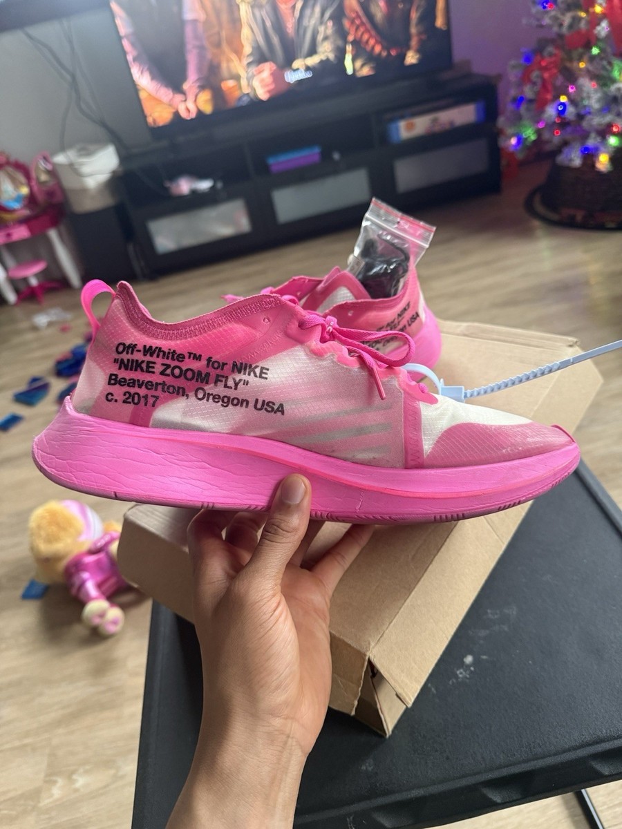 Nike Off-White Men's Running Shoes Zoom Fly SP Tulip Pink, Size