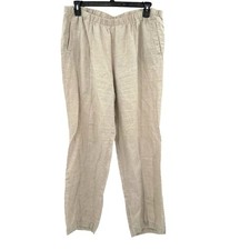Chico's size 3 Reg XL 100 linen tan pull on style loose pants with pockets