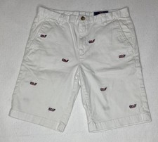 Vineyard Vines White Breaker Shorts Chino Flag Whales Pattern Boys Size 18
