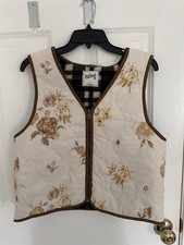 NWOT Women's Woolrich Full Zip Vest, Beige, Floral Small