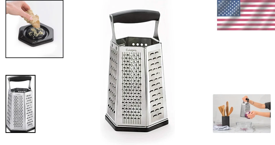 Rallador hexagonal de acero inoxidable con agarre antideslizante - Perfecto para cualquier cocina Foto 2 de 4