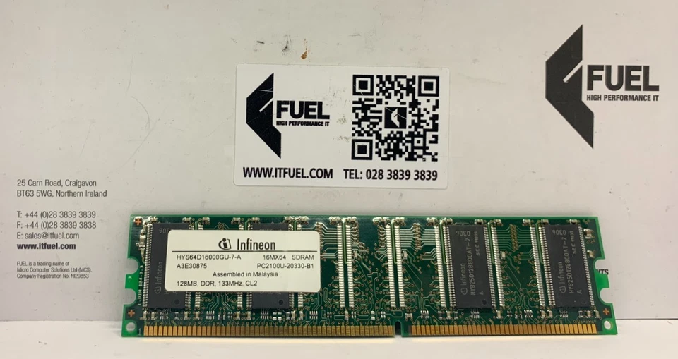 Infineon  128MB  DDR ram memory module  PC-2100 -  HYS64D16000GU-7-A - Image 2 of 3