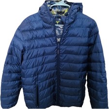 Eddie Bauer Boys Hooded Puffer Jacket Blue Full Zip Duck Down XL Outdoor
