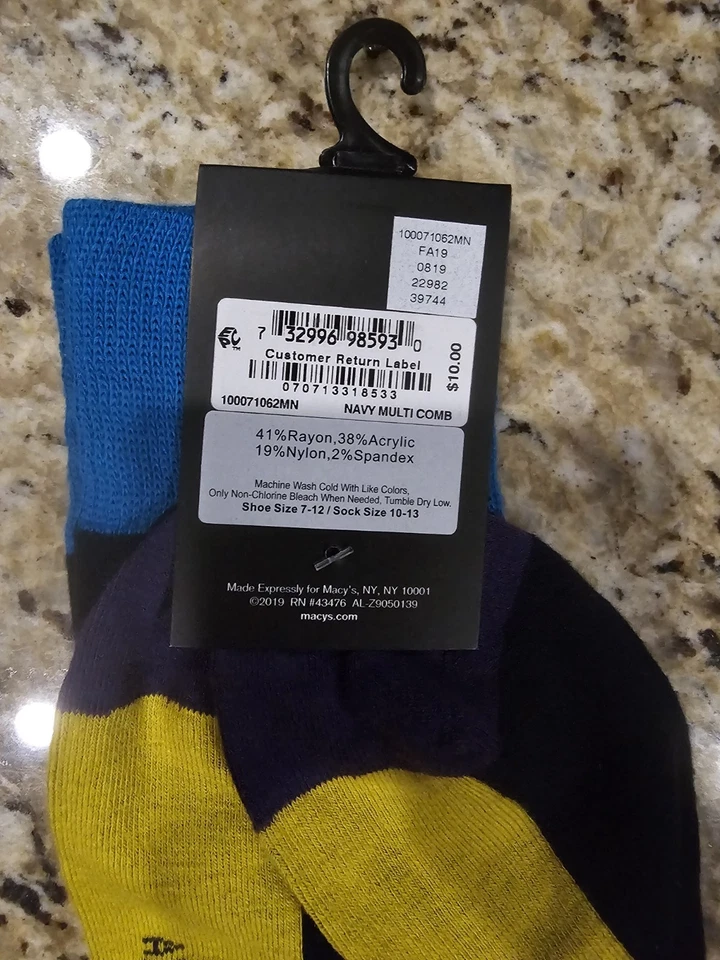 Calcetines de vestir ALFANI azul marino bloque de color 10-13 Foto 4 de 4