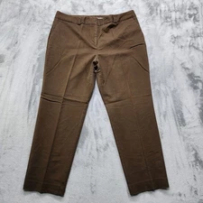 Charter Club Pants Womens 16 Brown High Rise Slim Ankle Crop Stretch Preppy