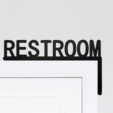 Metal Restroom Door Topper Black Restroom Sign for Home Bathroom Restroom Ri...