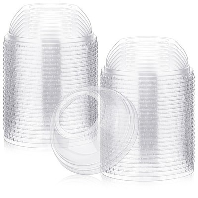 50 Packs 98 mm Dome Lids Wide Hole Plastic Cold Cup Lids Disposable Clear Dom...