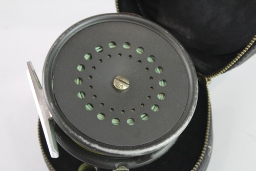Hardy Bros The "Perfect" 3 5/8 Fishing Reel in Leather Case In Great Shape