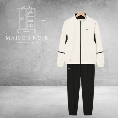 Lacoste x Daniil Medvedev Beige & Black Colorblock Graphic Tracksuit Size Large