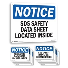SDS Safety Data Sheet Located Inside OSHA Notice Sign Or Decal - 5 or 10 Pack