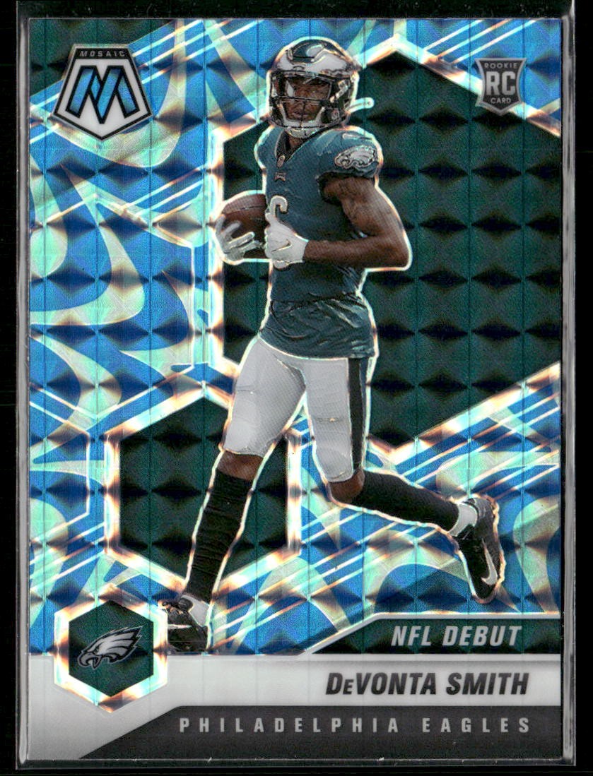 2021 Panini Mosaic #246 DeVonta Smith Prizm Reactive Blue
