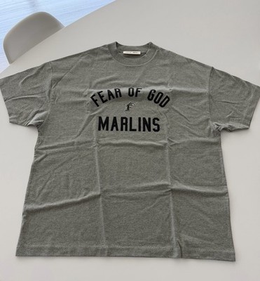 Fear Of God essentials Miami Florida Marlins 90s T Shirt Grey