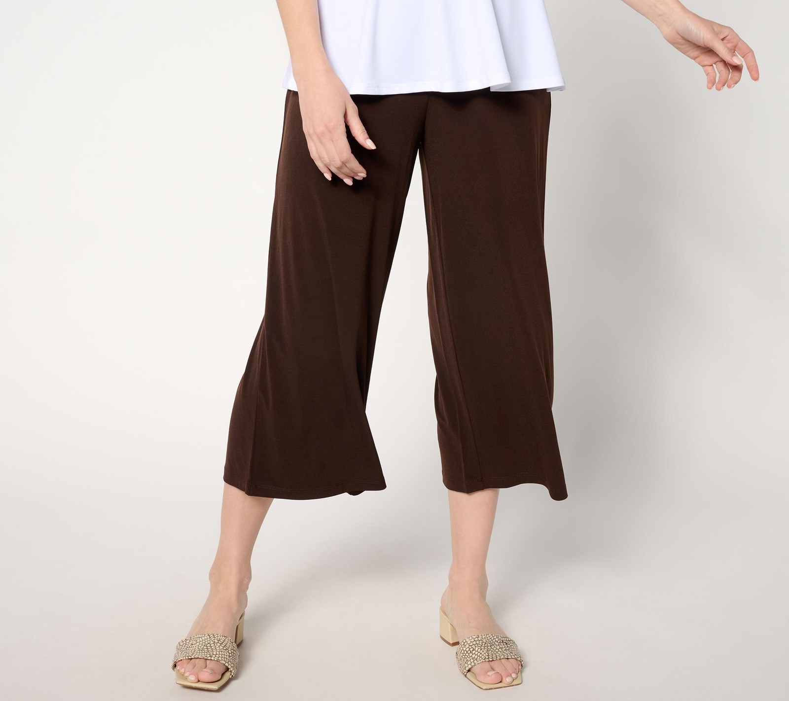 Susan Graver Women's Pants Sz S Essentials Liquid Knit Crop Brown A649301