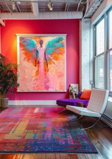 Poster-Engel Wandbild Pink Orange Türkis   M...