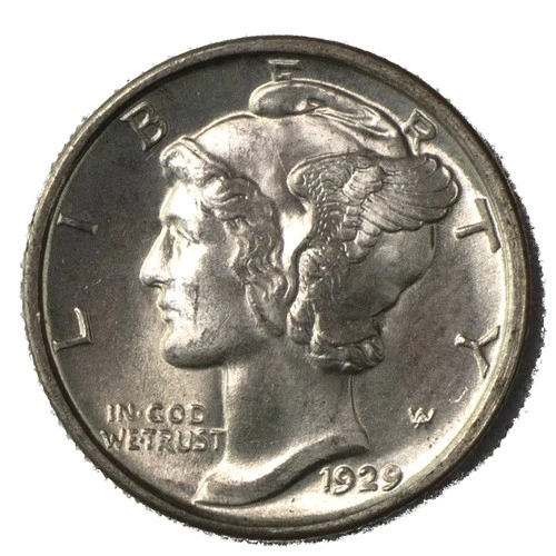 1929-D Mercury Dime 10c Choice Brilliant Uncirculated Blazing BU+ Denver