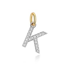 *K* Diamond Initial Pendant Solid 9ct Gold *Letter *Alphabet* Natural *Diamonds