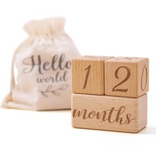 Baby Monthly Milestone Age Blocks Set of 3 - Photo Prop, Wood, Gift