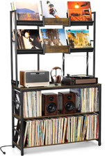 Extra Large Record Player Stand, Vinyl Record Stand Hold up to 600 Albums, Turnt