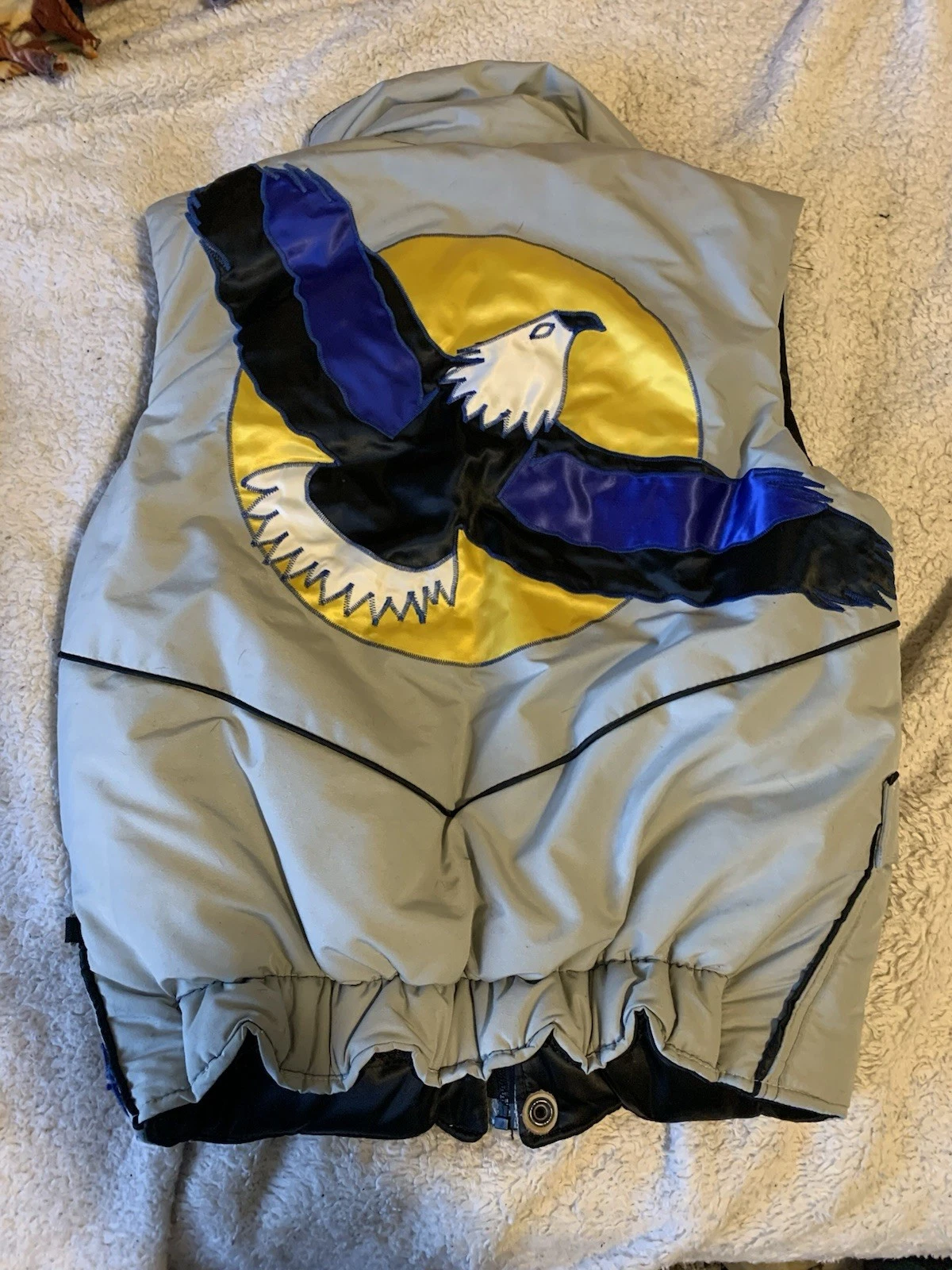 Vintage 80s Heat Wave Button/Zip Eagle Puffer Vest Made in USA Size Small