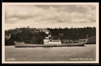Postcard Swedish Merchant Ship S.S. Bore of Stockholm Rederi A.B. Svea before the 