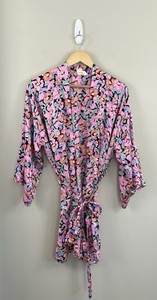 VICTORIA’S SECRET Vtg 100% Silk Kimono Robe Pink Floral One Size 90’s