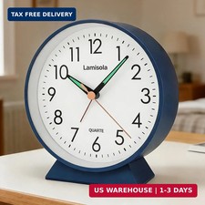 4.5 Inch Small Silent Analog Alarm Clock, Retro Battery Operated Desk Clock with
