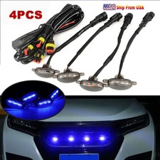 5 Piezas Parrilla Delantera Parachoques Parrilla Capucha Luces LED Azules Luces Decorativas Universal