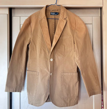 Polo Ralph Lauren Blazer Sport coat Khaki Cotton Chino Patch Pockets Men 40R