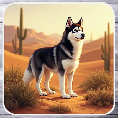 #ad Husky sticker vinyl decal desert landscape southwest wolf dog art $2.79