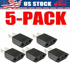 5PCS EU Euro Europe to US USA Power Jack Wall Plug Converter Travel Adapter Lot