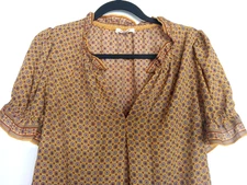 Sz L Max Studio mustard yellow medallion print blouse. Excellent condition