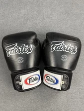 Fairtex Boxing Gloves 16oz Black Leather Made In Thailand Muay Thai Bag And Pad