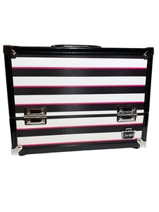Caboodles 2018 Makeup Train Case, Tray, Multi Color Striped