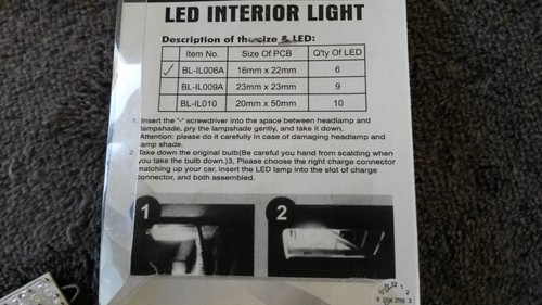 KFZ INNENBELEUCHTUNG LED 2 Pads mit 6 + 10 LED 16x22 + 20x50mm sehr hell K3 - Picture 5 of 5