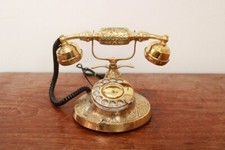 Telefono Vintage Funzionante Ottone Rotante Look Antico Retrò Home Decor