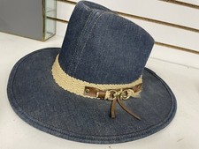 Vintage Denim Cowboy Hat Horse Head Western Ranch Decor NLHB