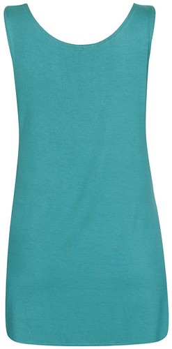 Womens Scoop Neck Sleeveless Ladies Long Stretch Plain Vest Strappy TShirt Top - Picture 15 of 30